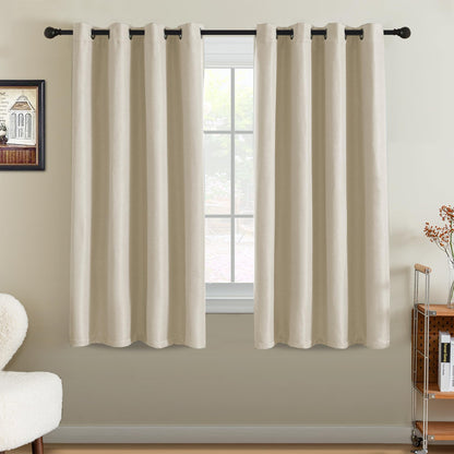 H.VERSAILTEX Linen Blackout Curtain 84 Inches Long for Bedroom/Living Room Thermal Insulated Grommet Linen Look Curtain Drapes Primitive Textured Burlap Effect Window Drapes 1 Panel - Heather Ivory