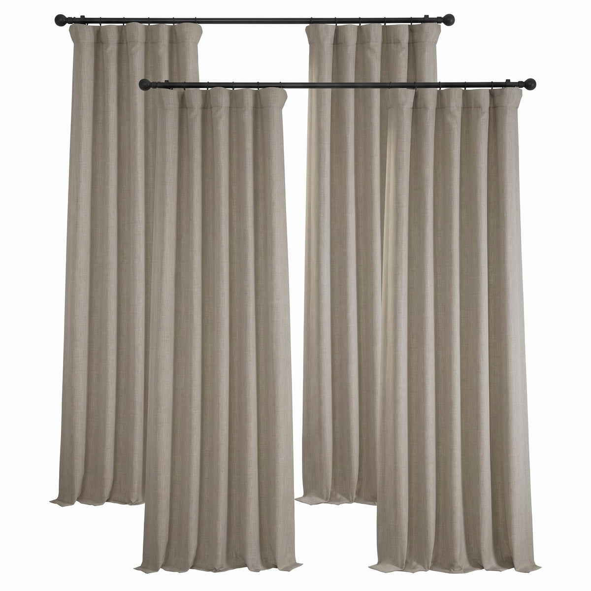 Faux Linen Curtains for Living Room (1 Panel) - 50W X 108L, Birch Taupe