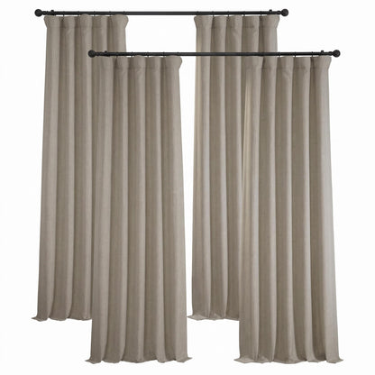 Faux Linen Curtains for Living Room (1 Panel) - 50W X 108L, Birch Taupe