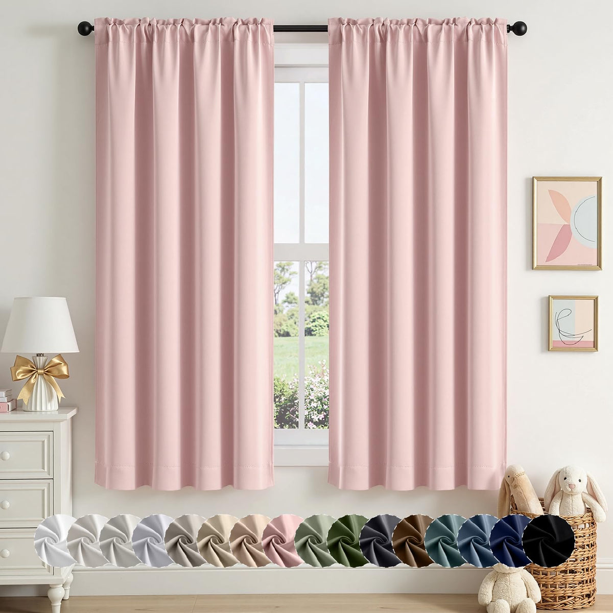 MIULEE Stone Blue Blackout Curtains for Bedroom Living Room 40"x63" 2 Panel
