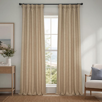 Faux Linen Curtains for Living Room (1 Panel) - 50W X 108L, Birch Taupe