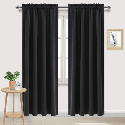 DWCN Blackout Curtains for Bedroom Living Room 42 x 63 Inch Long Black