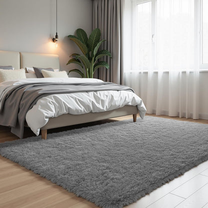 Zentavio 5x8 Area Rugs for Bedroom Fluffy Rugs for Living Room Carpet Large Fuzzy Soft Shag Aesthetic Plush High Pile Gray Throw Rug for Nursery Kids Room Dorm Waved Grey