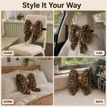 Leopard Print Bow Pillow 12x9 Inch Plush Accent Pillow Room Decor