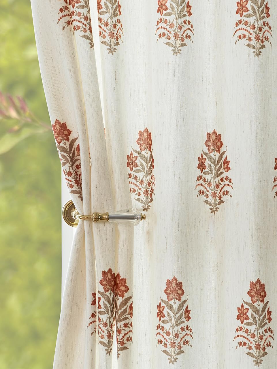 Pinch Pleated Curtains for Living Room Bedroom Dining Room - 72 Inches Light Filtering Floral Curtains Luxury Linen Drapes Farmhouse Window Curtains with Hooks - 2 Panels Set, 40" W x 72" L