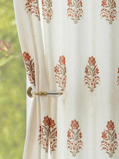 Pinch Pleated Curtains for Living Room Bedroom Dining Room - 72 Inches Light Filtering Floral Curtains Luxury Linen Drapes Farmhouse Window Curtains with Hooks - 2 Panels Set, 40" W x 72" L