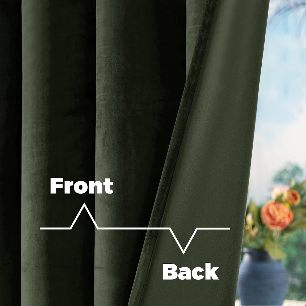BGment Olive Green Velvet Blackout Curtains 52 x 84 Inch Length, 2 Panels