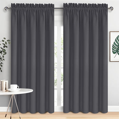 DWCN Blackout Curtains for Bedroom Living Room 42 x 63 Inch Long Black