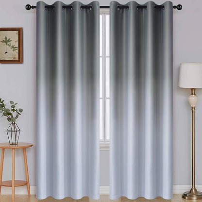 SimpleHome Ombre Black to Grey White Curtains for Living Room 52Wx84L
