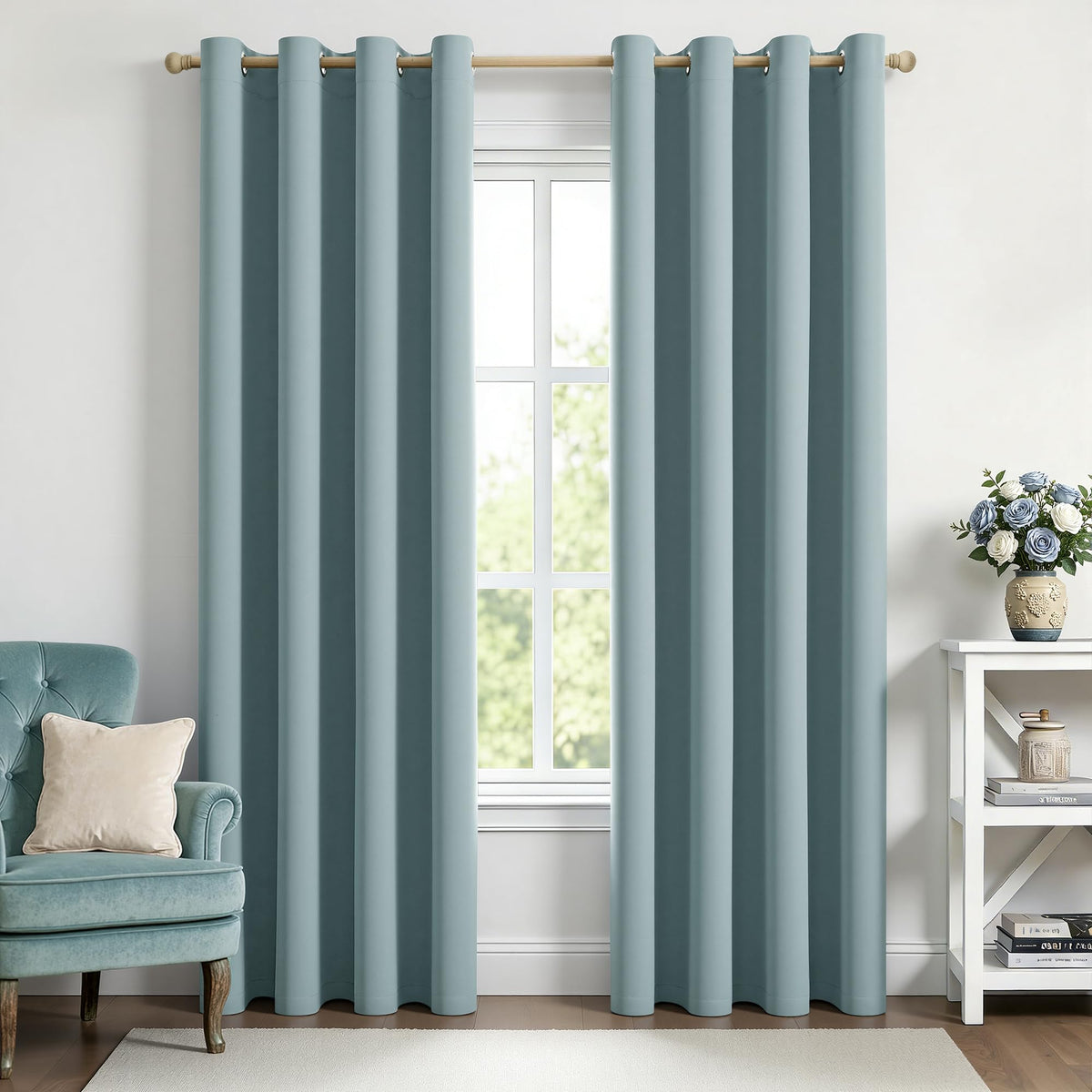 MIULEE Light Pink Blackout Bedroom Curtains Drapes 84 Inch Long 52"x84"