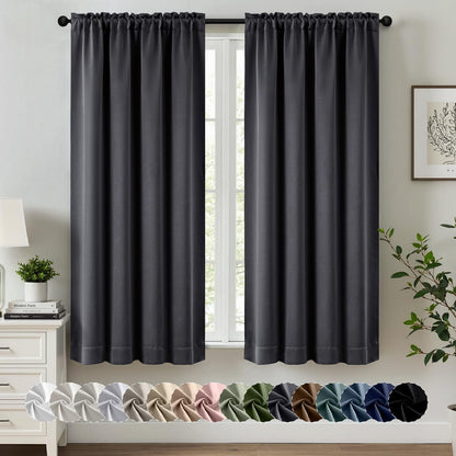 MIULEE Stone Blue Blackout Curtains for Bedroom Living Room 40"x63" 2 Panel