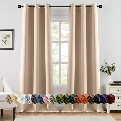 MIULEE Blackout Curtains for Bedroom 2 Panels 40 x 63 Inch Long Pink