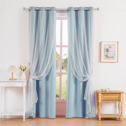 Anytime Double Layer Blackout Curtains 2 Panels，52Wx84L，Greyish White