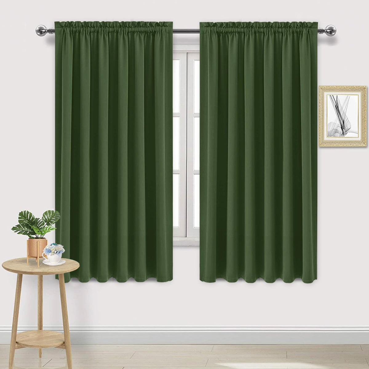 DWCN Blackout Curtains for Bedroom Living Room 42 x 63 Inch Long Black