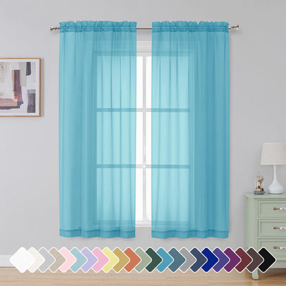 Simplebrand Black Sheer Curtains 84 Inches Long 2 Panels for Living Room