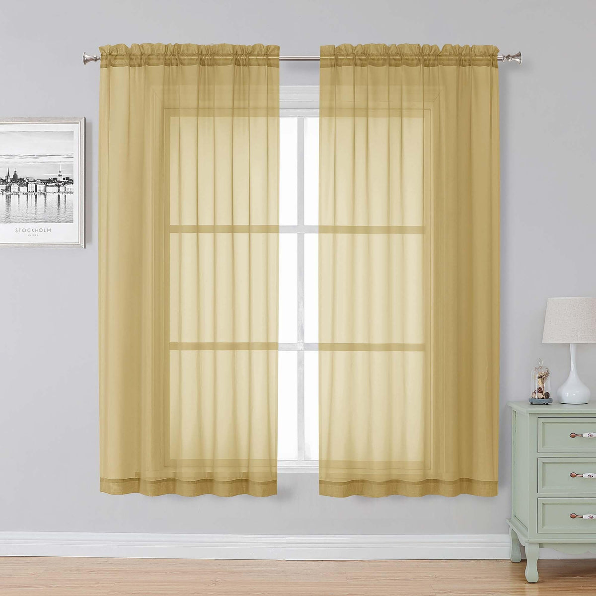Simplebrand Black Sheer Curtains 84 Inches Long 2 Panels for Living Room