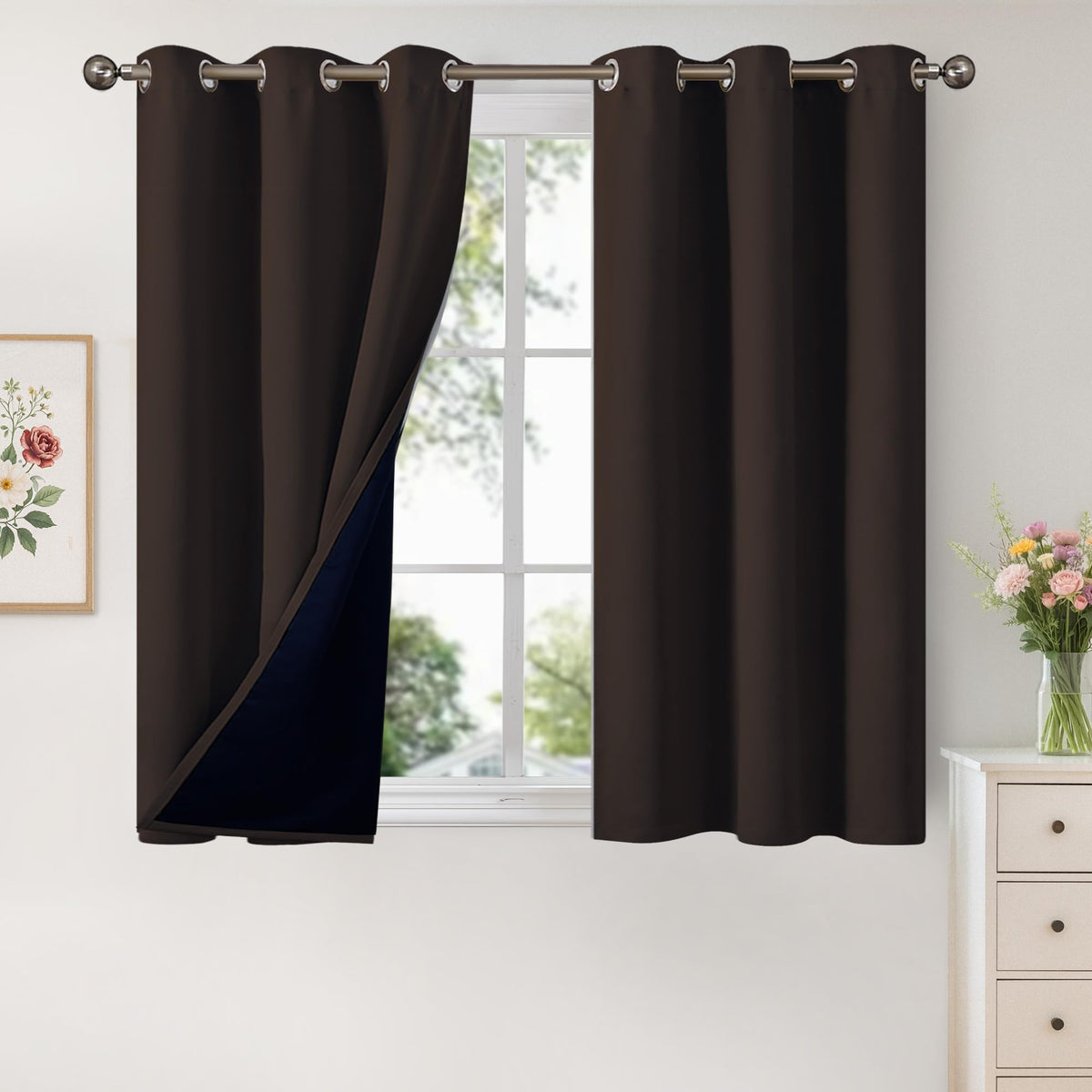YoungsTex Black Blackout Curtains for Bedroom, Thermal Drapes Heat Blocking