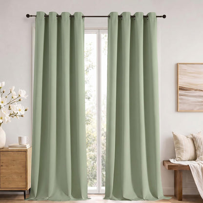 Simplebrand Sage Green Blackout Curtains 84 Inch Length 2 Panels Set for Bedroom/Living Room, Solid Room Darkening Thermal Insulated Grommet Energy Saving Window Treatment Drapes, Each 52" Wide