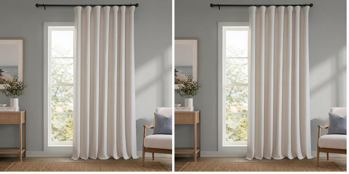 Faux Linen Curtains for Living Room (1 Panel) - 50W X 108L, Birch Taupe