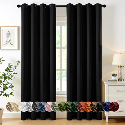 MIULEE Blackout Curtains for Bedroom 2 Panels 40 x 63 Inch Long Pink