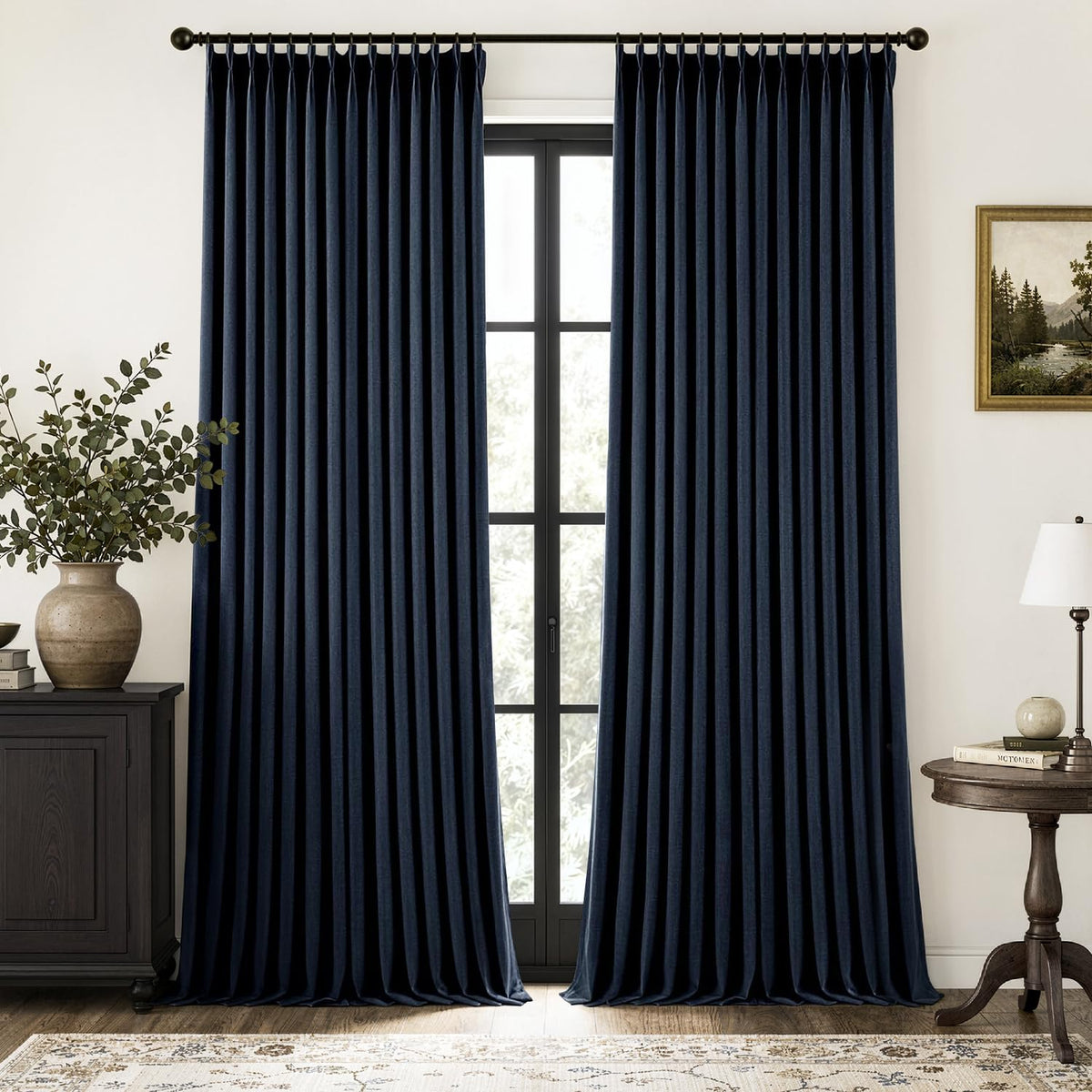 MIULEE Natural Pinch Pleated 100% Blackout Linen Curtains 40x84 Inches