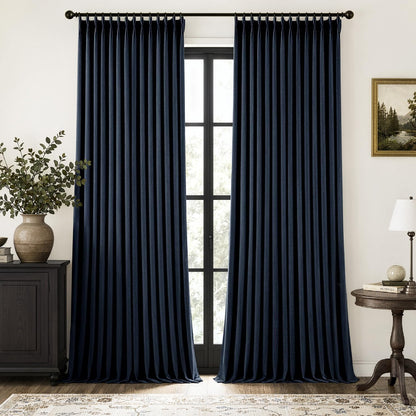 MIULEE Natural Pinch Pleated 100% Blackout Linen Curtains 40x84 Inches