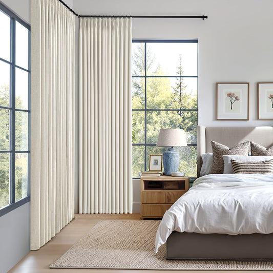 MIULEE Natural Pinch Pleated 100% Blackout Linen Curtains 40x84 Inches