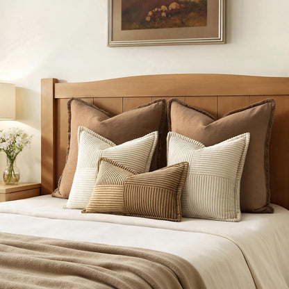 MIULEE Decorative Throw Pillow Covers for Couch 18x18 Inch Beige 2 Pack