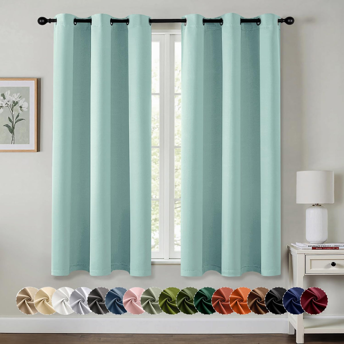 MIULEE Blackout Curtains for Bedroom 2 Panels 40 x 63 Inch Long Dark Grey