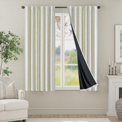 jinchan Boho Blackout Curtains 63 Inch Length Moon Phase Printed Drapes