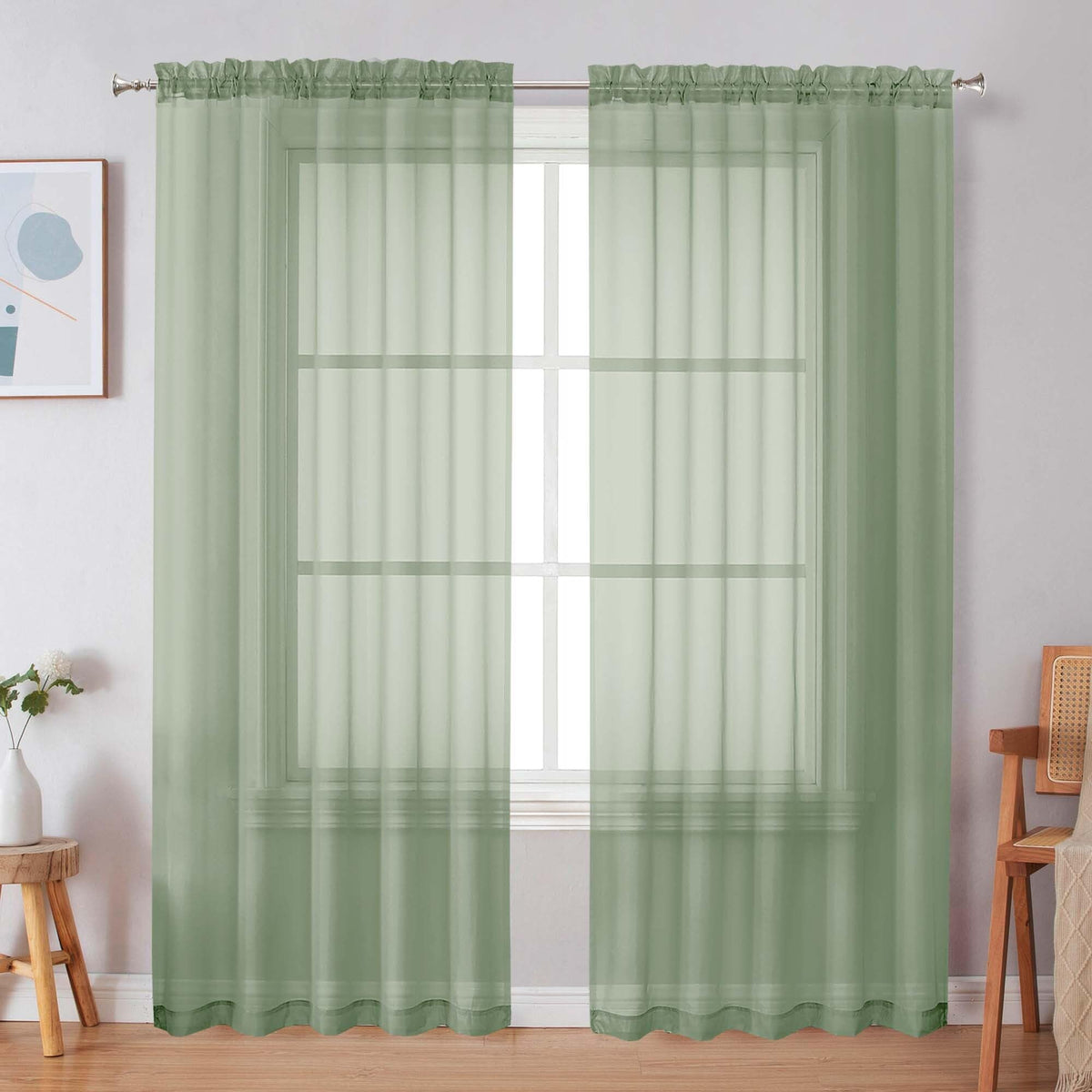 Simplebrand Black Sheer Curtains 84 Inches Long 2 Panels for Living Room