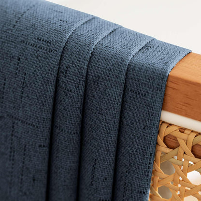 H.VERSAILTEX 100% Blackout Curtains for Bedroom 84 Inches Long Grommet Linen Face Full Light Blocking Curtain Drapes for Living Room Thermal Linen Look Curtains 2 Panels Set, 52" W x 84" L, Navy