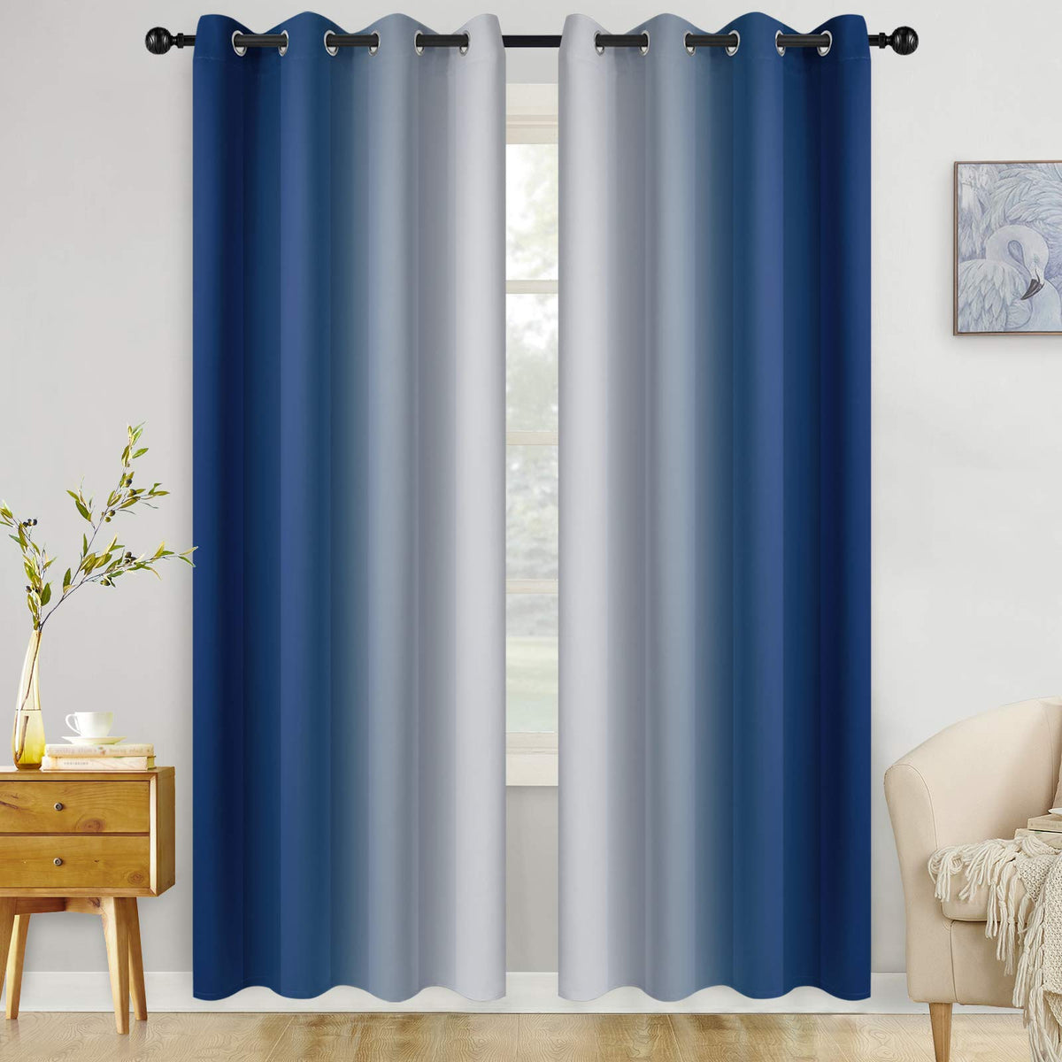 COSVIYA Grommet Room Darkening Ombre Purple Curtains W52xL63 inch