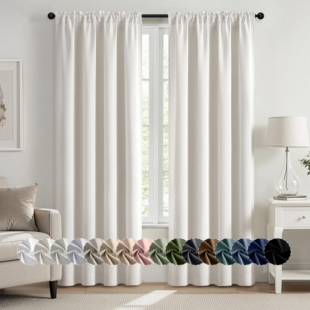 MIULEE Stone Blue Blackout Curtains for Bedroom Living Room 40"x63" 2 Panel