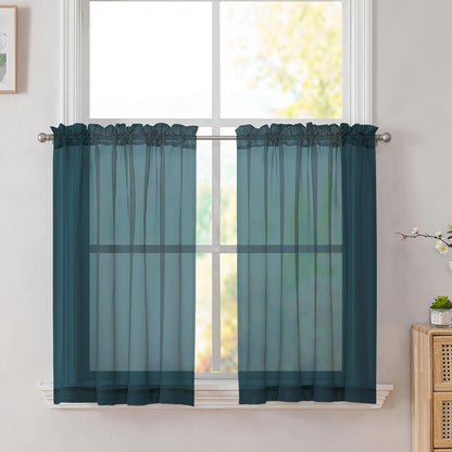 Simplebrand Black Sheer Curtains 84 Inches Long 2 Panels for Living Room