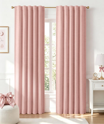 INOVADAY 100% Blackout Linen Curtains for Bedroom 50x84 Inches Cream