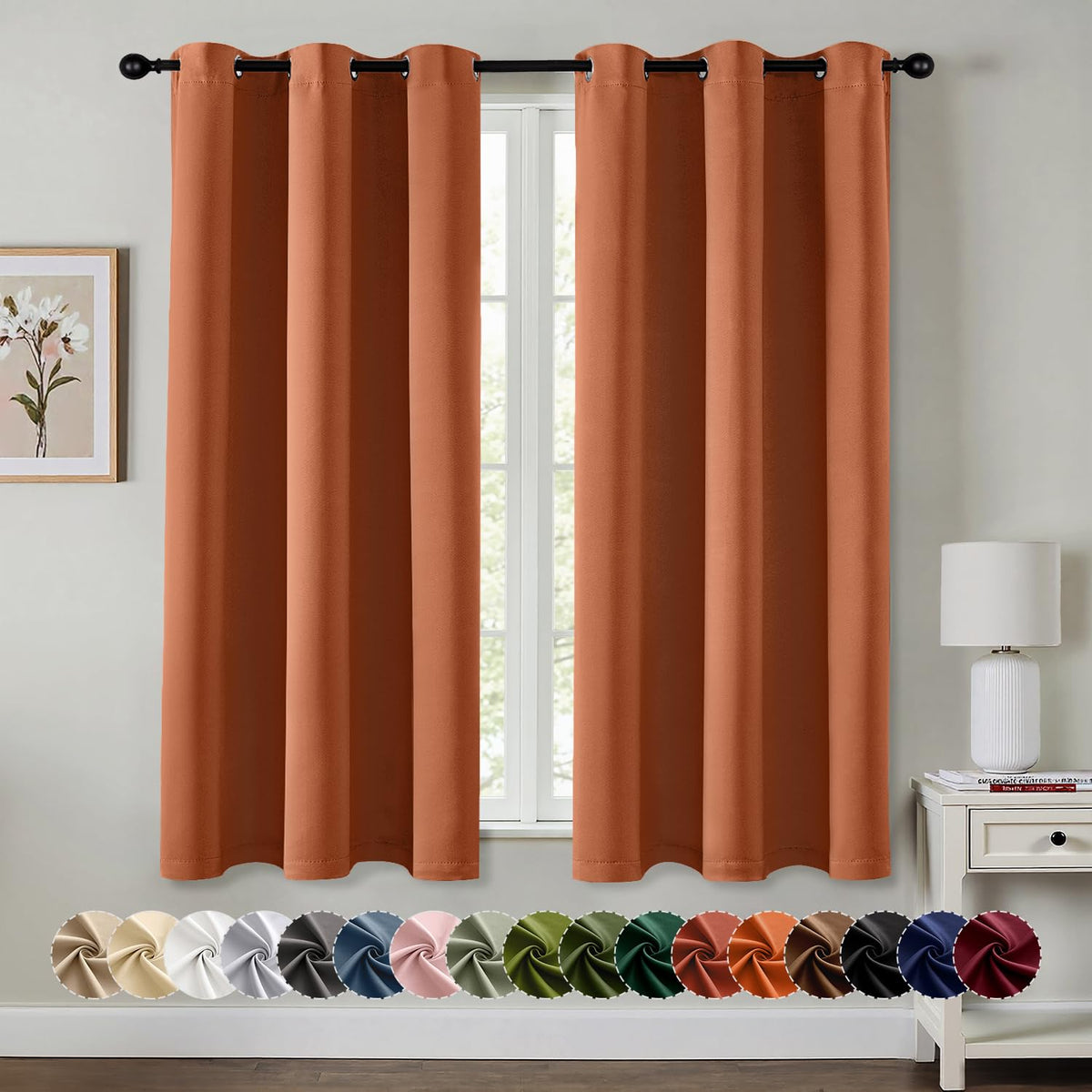 MIULEE Blackout Curtains for Bedroom 2 Panels 40 x 63 Inch Long Pink