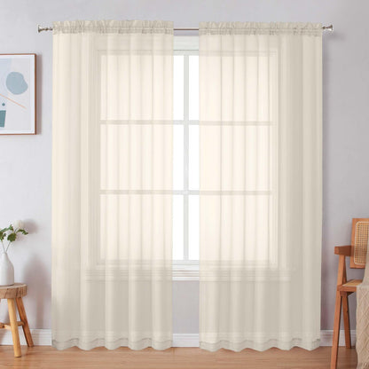 Simplebrand Black Sheer Curtains 84 Inches Long 2 Panels for Living Room