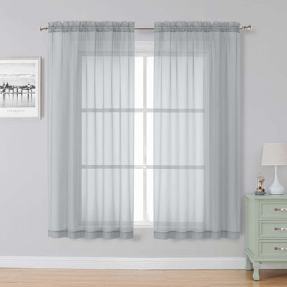 Simplebrand Black Sheer Curtains 84 Inches Long 2 Panels for Living Room