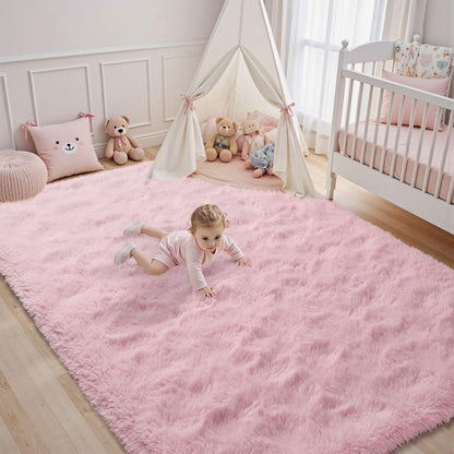 5x7 Black Area Rugs for Living Room, Large Fluffy Shag Bedroom Rugs Non-Slip, Ultra Soft Plush Carpet for Nursery Kids PlayRoom Dorm Office Indoor Modern Carpets