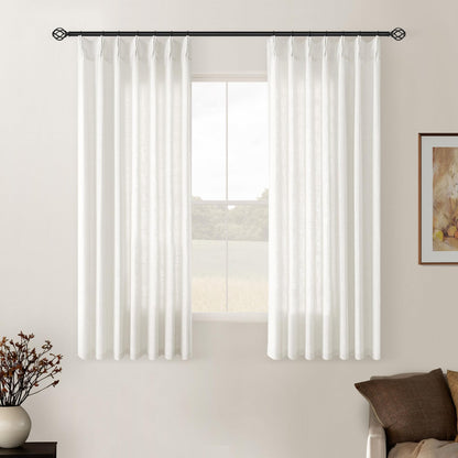 TWODRAPES Natural Pinch Pleated Linen Semi Sheer 84 Inch Curtains 2 Panels