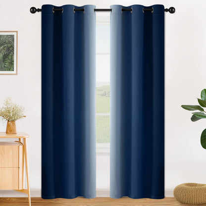 SimpleHome Ombre Black to Grey White Curtains for Living Room 52Wx84L