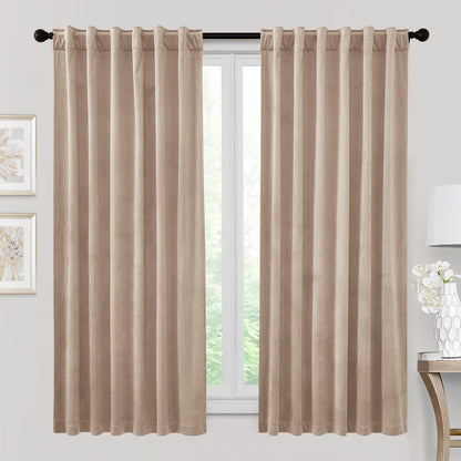 RYB HOME Blue Velvet Blackout Curtains for 84 inches Bedroom Living Room