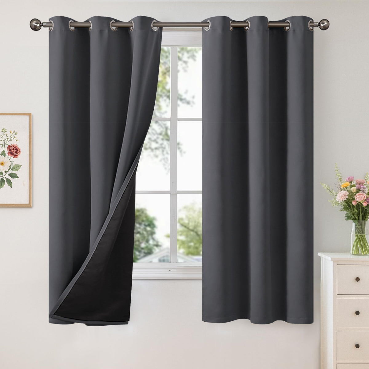 YoungsTex Black Blackout Curtains for Bedroom, Thermal Drapes Heat Blocking