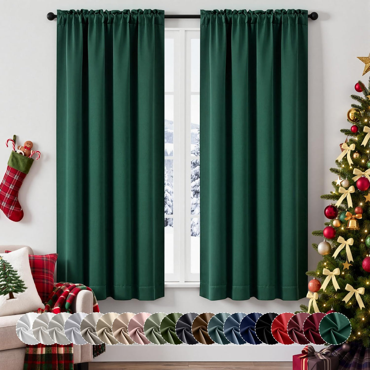 MIULEE Stone Blue Blackout Curtains for Bedroom Living Room 40"x63" 2 Panel
