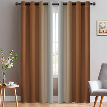 Yakamok Ombre Curtains Blue and Greyish White for Living Room,52Wx84L