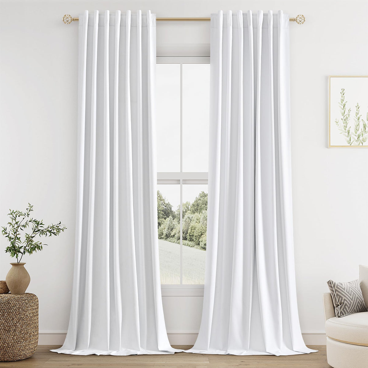 Guken Cream Linen Blackout Curtains 84 Inch Length 2 Panels Set for Living Room Bedroom Back Tab Thermal Insulated 100% Black Out Drapes Room Darkening Window Curtain Ivory Natural Beige