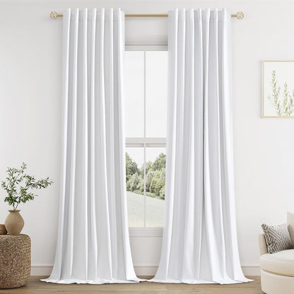 Guken Cream Linen Blackout Curtains 84 Inch Length 2 Panels Set for Living Room Bedroom Back Tab Thermal Insulated 100% Black Out Drapes Room Darkening Window Curtain Ivory Natural Beige