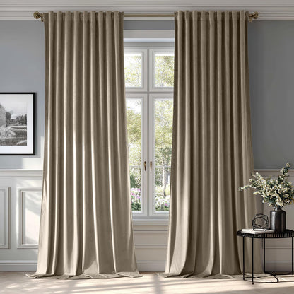MIULEE Velvet Curtains 52x84 inches 2 Panels Olive Green Blackout Curtains