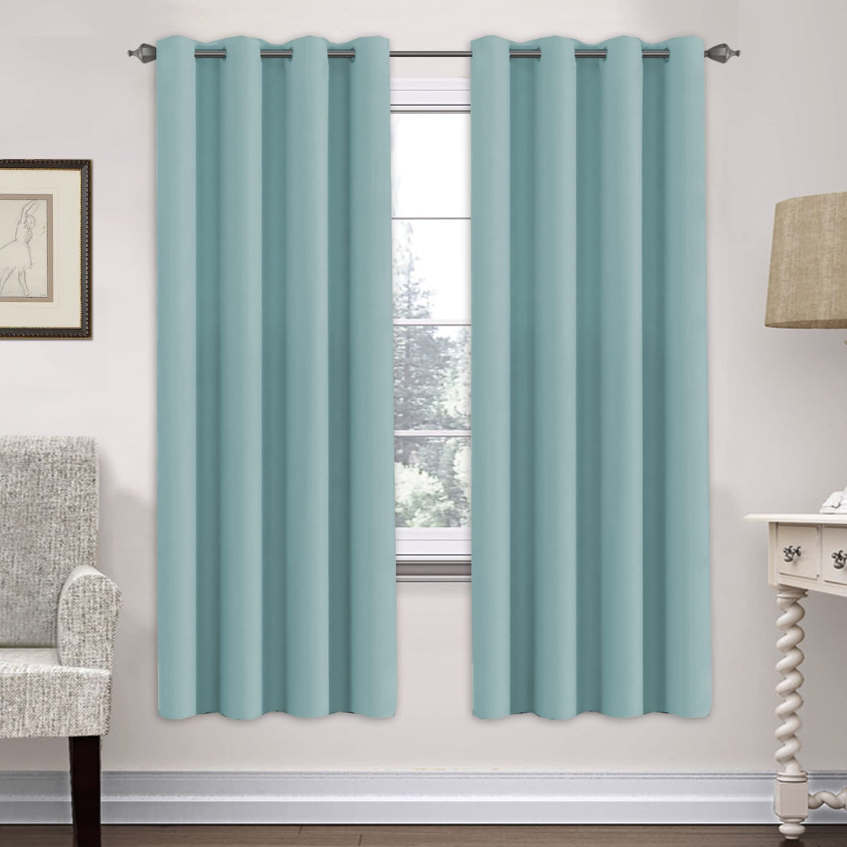 H.VERSAILTEX Blackout Curtains for Bedroom Thermal Insulated Room Darkening Living Room Curtains 63 Inch Long Grommet Privacy Protection Window Curtain Panels/Drapes for Nursery,2 Panels,Ivory/Cream